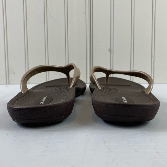 Okabashi‎ Marina Women’s Open Toe Synthetic Brown Gold Thong Sandals (M/L) - Picture 7 of 11